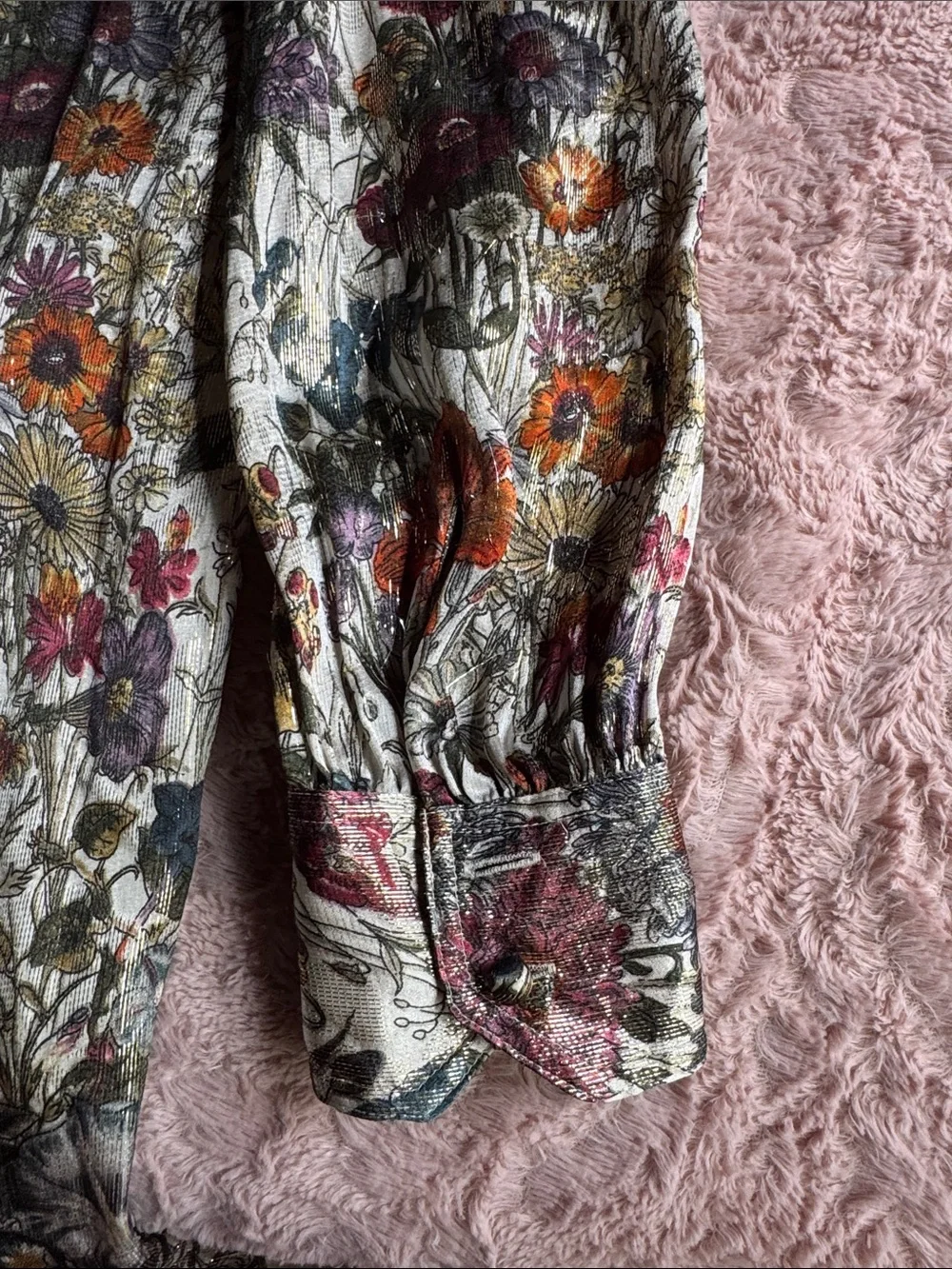 Tory Burch Vanessa silk dress featuring,metallic floral print & bow-tie neckline